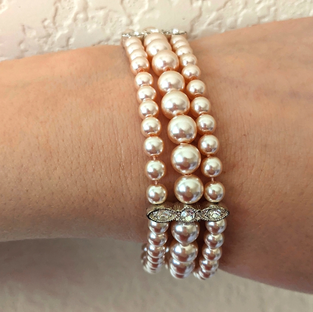 Pink Three-Strand Freshwater Pearl Bracelet